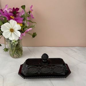 Vintage Avon Cape Cod Ruby covered butter dish 1975